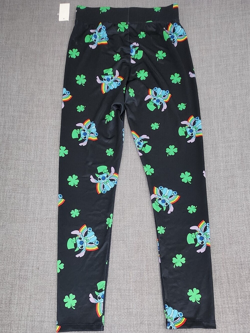 Disney Stitch St. Patrick Day Clover Stretch Leggings. Junior Small - Picture 3 of 11